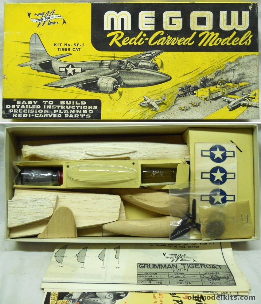 Megow 1/43 F7F Tigercat Redi-Carved, SE-1 plastic model kit
